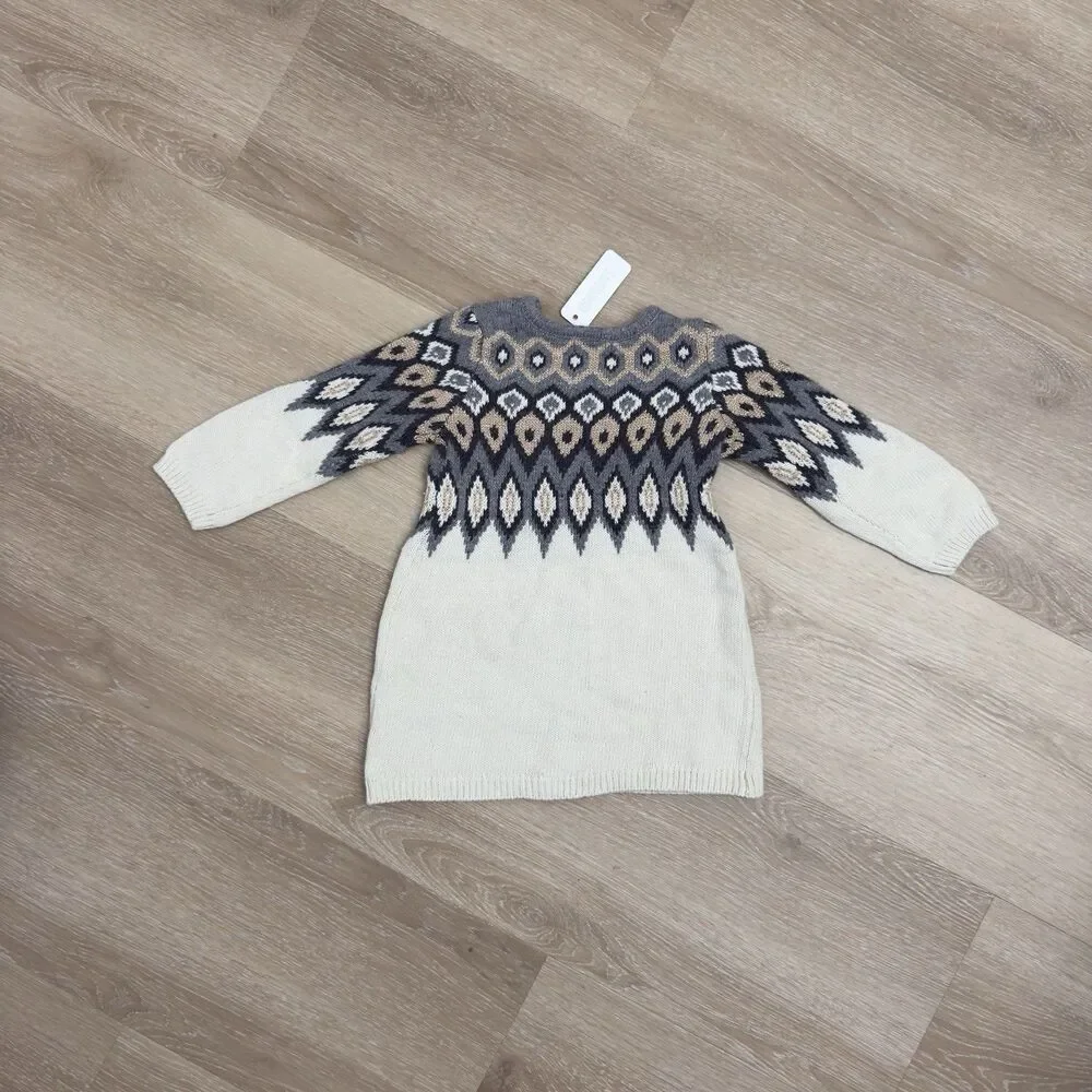 NWT Gymboree Baby Fair Isle Metallic Sweater Dress 18-24M Cotton Blend Holiday